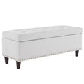 Panca Contenitore Ottomana in Lino Beige/Grigio – Sedile Singolo