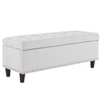 Panca Contenitore Ottomana in Lino Beige/Grigio – Sedile Singolo