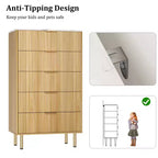 Cassettiera scanalata a 5 cassetti con piano effetto marmo, nero/rovere/bianco, portaoggetti per camera da letto singola
