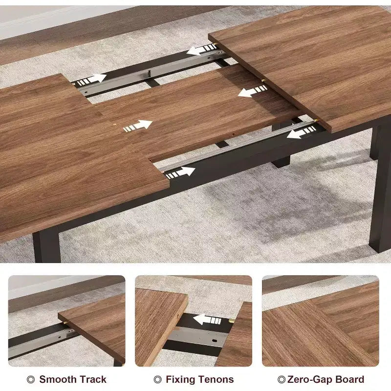 Set tavolo da pranzo allungabile in noce/legno con 2 panche e 2 sgabelli, 4-6 posti