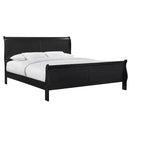 Letto a slitta singolo nero, legno massello, 1 persona