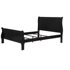 Letto a slitta singolo nero, legno massello, 1 persona