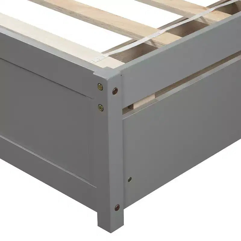 Letto a piattaforma singolo con 2 cassetti e testiera – Marrone / Grigio / Bianco, Per 1