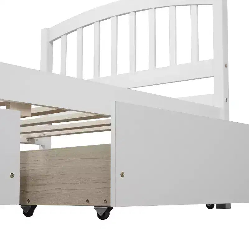 Letto a piattaforma singolo con 2 cassetti e testiera – Marrone / Grigio / Bianco, Per 1