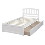Letto a piattaforma singolo con 2 cassetti e testiera – Marrone / Grigio / Bianco, Per 1