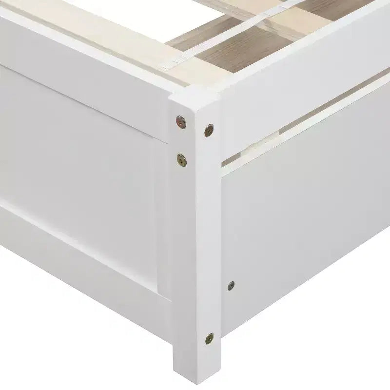 Letto a piattaforma singolo con 2 cassetti e testiera – Marrone / Grigio / Bianco, Per 1