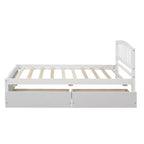 Letto a piattaforma singolo con 2 cassetti e testiera – Marrone / Grigio / Bianco, Per 1