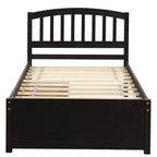 Letto a piattaforma singolo con 2 cassetti e testiera – Marrone / Grigio / Bianco, Per 1