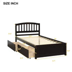 Letto a piattaforma singolo con 2 cassetti e testiera – Marrone / Grigio / Bianco, Per 1
