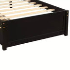 Letto a piattaforma singolo con 2 cassetti e testiera – Marrone / Grigio / Bianco, Per 1