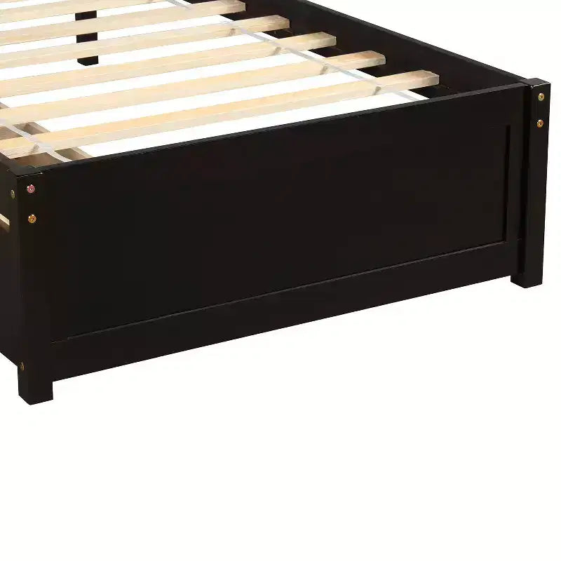 Letto a piattaforma singolo con 2 cassetti e testiera – Marrone / Grigio / Bianco, Per 1