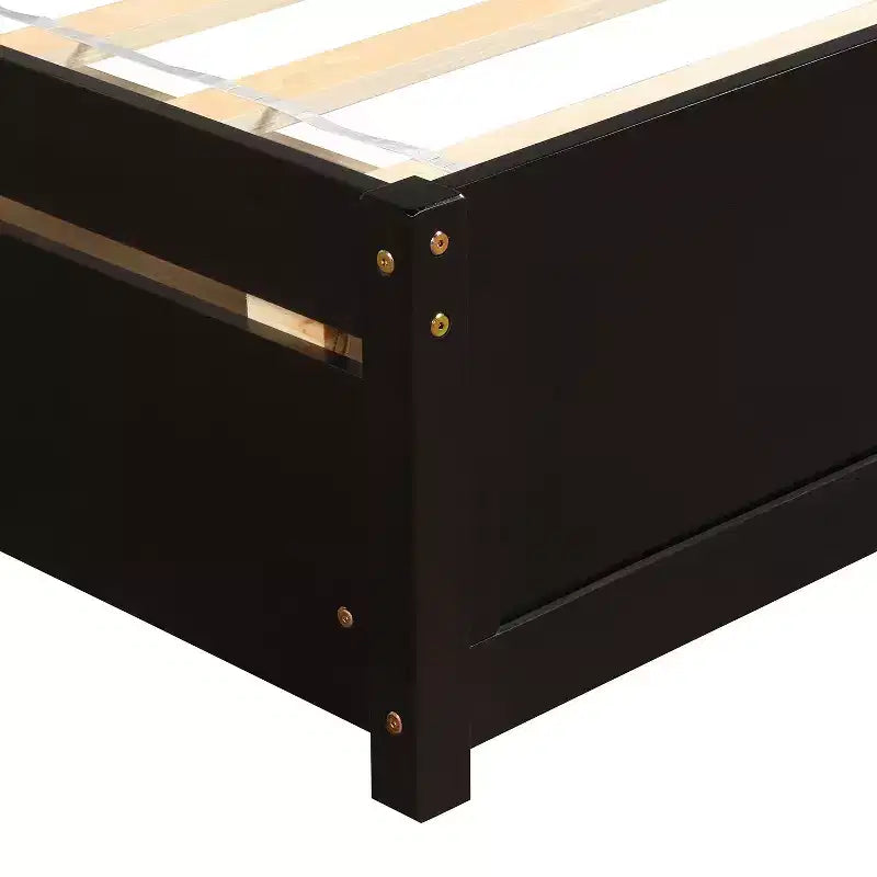 Letto a piattaforma singolo con 2 cassetti e testiera – Marrone / Grigio / Bianco, Per 1