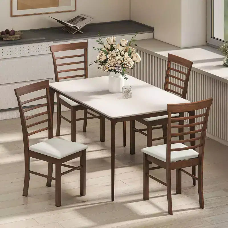 Set di sedie da pranzo senza braccioli imbottite nero e grigio / marrone scuro e beige (2 o 4 pezzi)