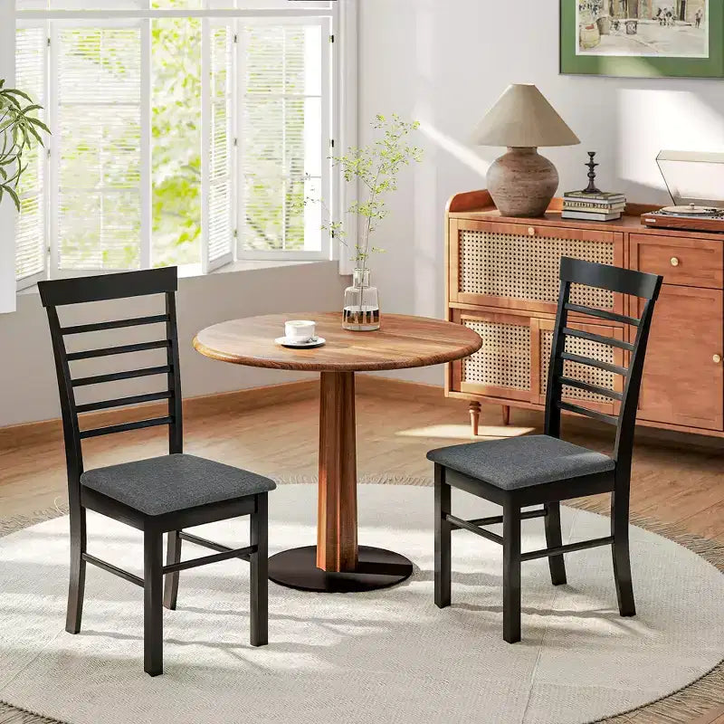 Set di sedie da pranzo senza braccioli imbottite nero e grigio / marrone scuro e beige (2 o 4 pezzi)