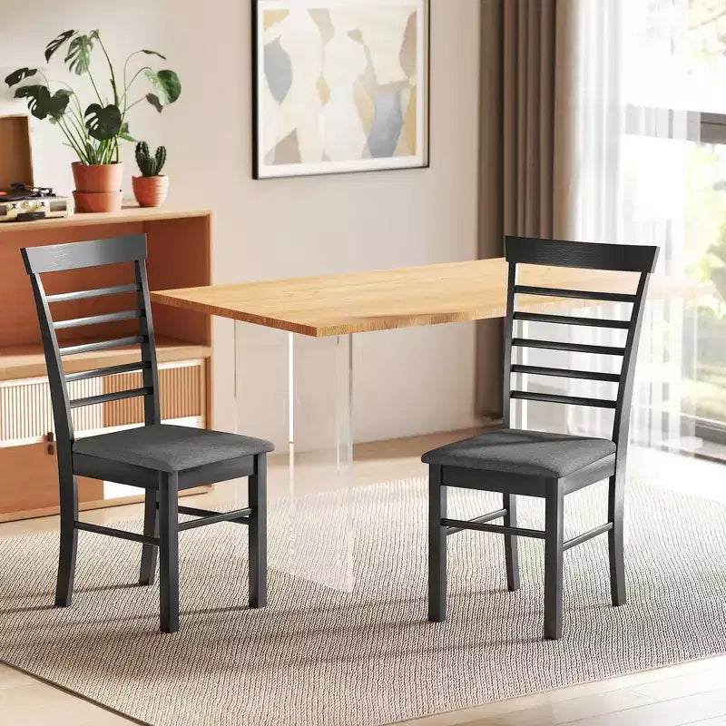 Set di sedie da pranzo senza braccioli imbottite nero e grigio / marrone scuro e beige (2 o 4 pezzi)