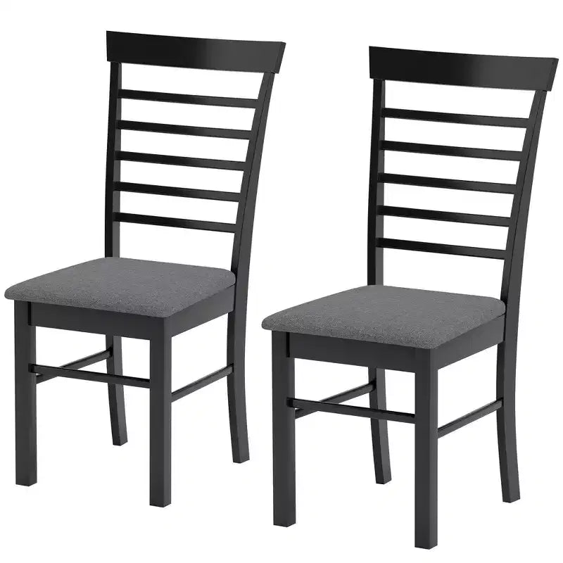 Set di sedie da pranzo senza braccioli imbottite nero e grigio / marrone scuro e beige (2 o 4 pezzi)