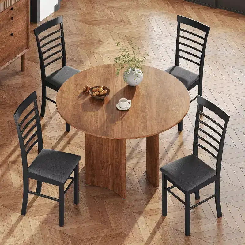 Set di sedie da pranzo senza braccioli imbottite nero e grigio / marrone scuro e beige (2 o 4 pezzi)