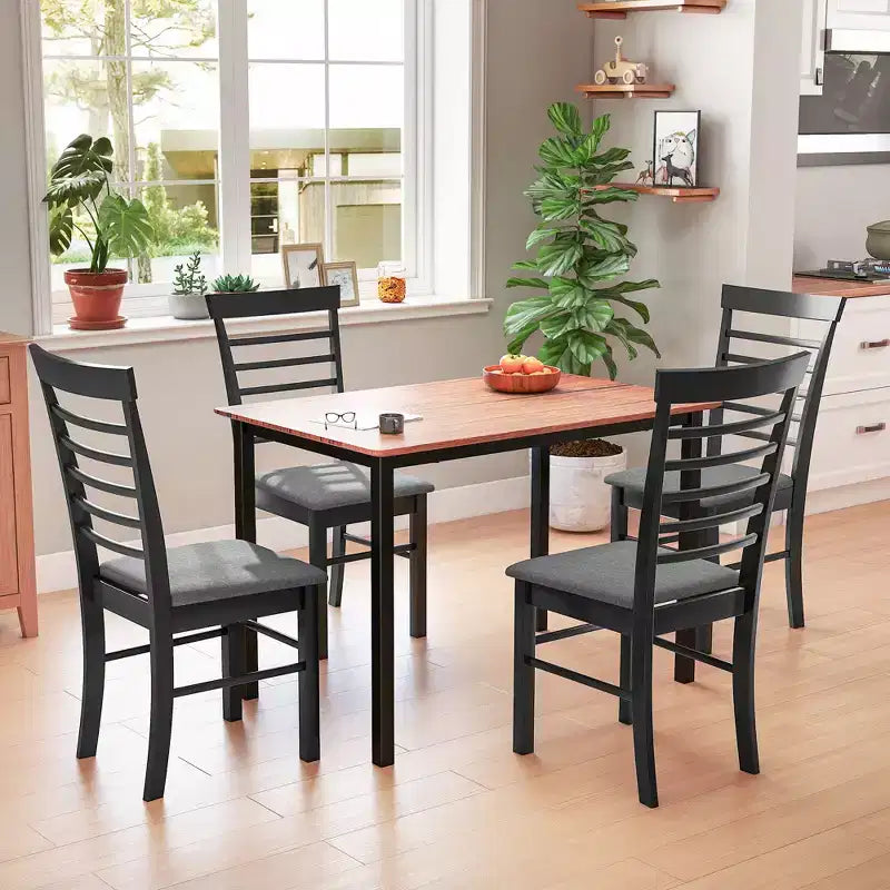 Set di sedie da pranzo senza braccioli imbottite nero e grigio / marrone scuro e beige (2 o 4 pezzi)