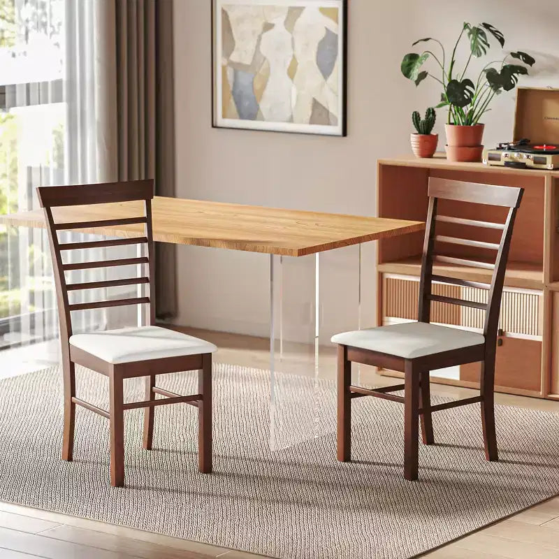 Set di sedie da pranzo senza braccioli imbottite nero e grigio / marrone scuro e beige (2 o 4 pezzi)