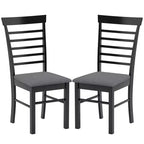 HOMCOM Wooden Dining Chairs Set, Farmhouse Upholstered Kitchen Chairs with Rubber Wood Frame for Living Room, Dining Room