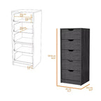 Cassettiera stretta a 5 cassetti, nero/grigio/bianco/naturale, cassettiera singola