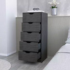 Cassettiera stretta a 5 cassetti, nero/grigio/bianco/naturale, cassettiera singola