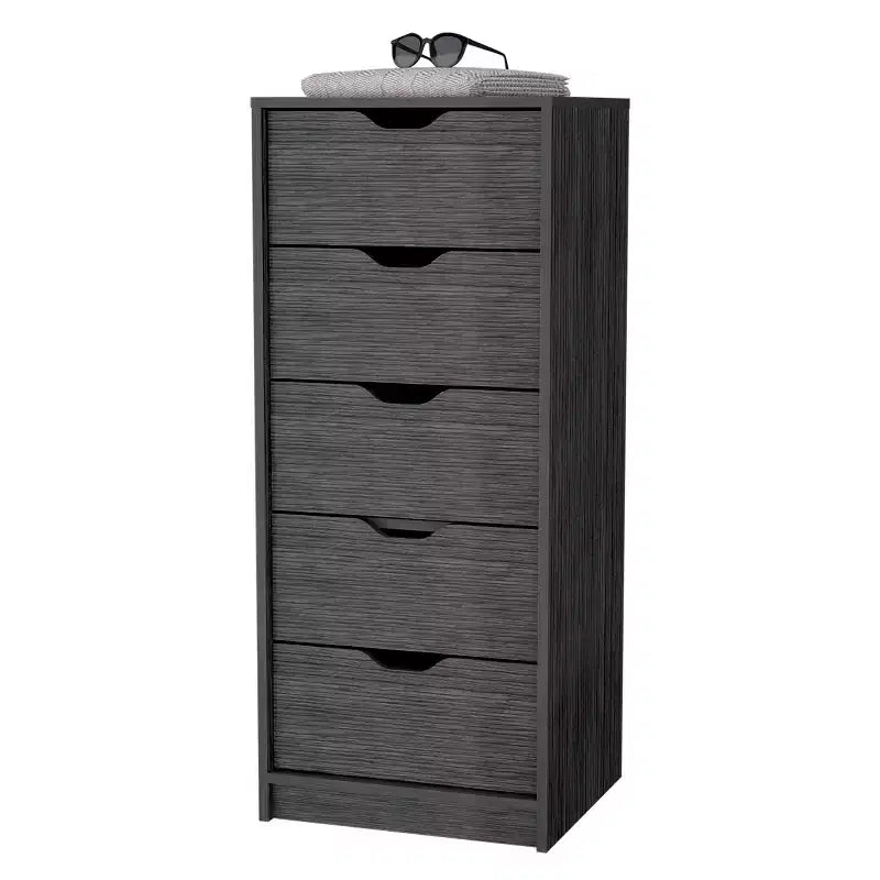 Cassettiera stretta a 5 cassetti, nero/grigio/bianco/naturale, cassettiera singola