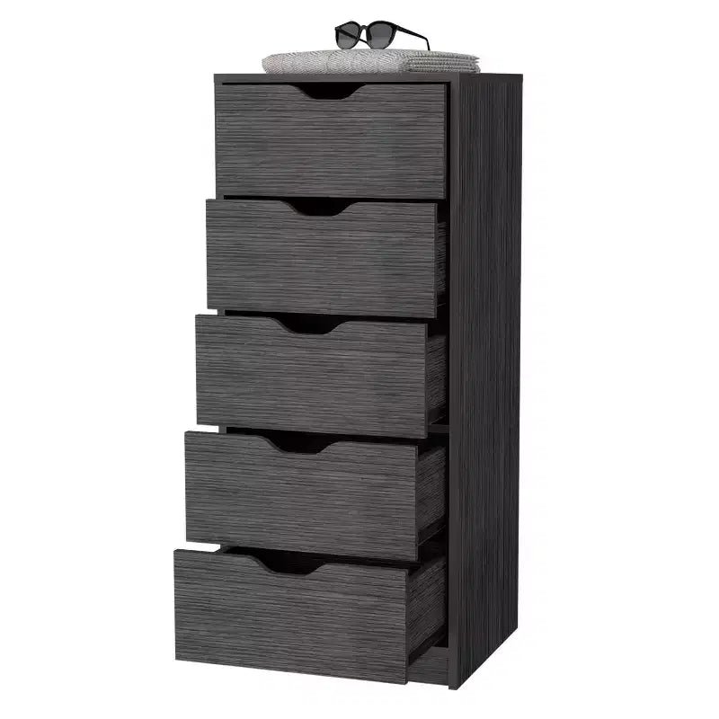 Cassettiera stretta a 5 cassetti, nero/grigio/bianco/naturale, cassettiera singola
