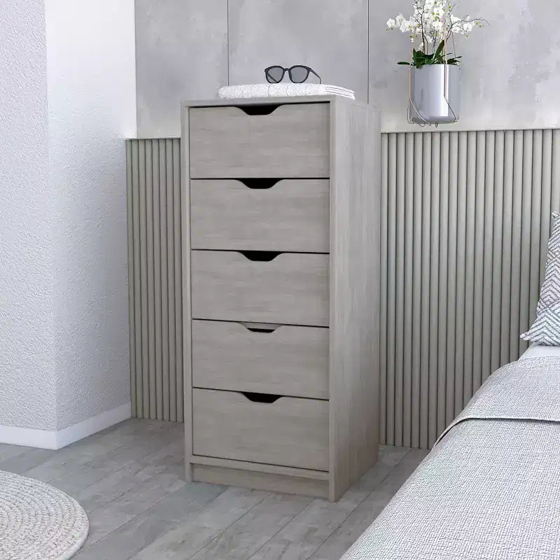 Cassettiera stretta a 5 cassetti, nero/grigio/bianco/naturale, cassettiera singola
