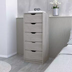 Cassettiera stretta a 5 cassetti, nero/grigio/bianco/naturale, cassettiera singola