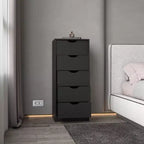 Cassettiera stretta a 5 cassetti, nero/grigio/bianco/naturale, cassettiera singola