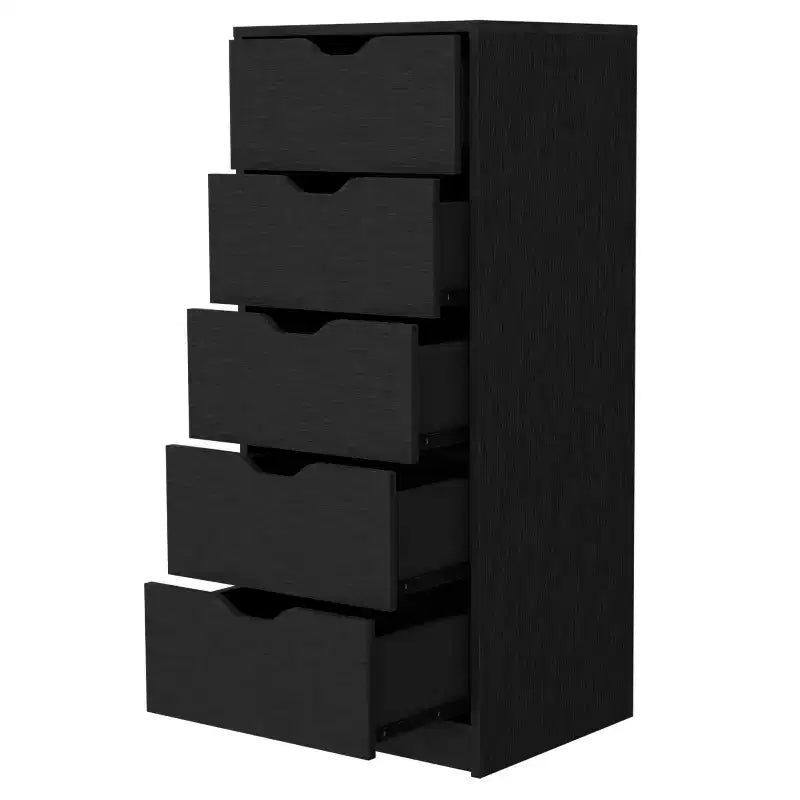 Cassettiera stretta a 5 cassetti, nero/grigio/bianco/naturale, cassettiera singola