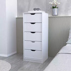 Cassettiera stretta a 5 cassetti, nero/grigio/bianco/naturale, cassettiera singola