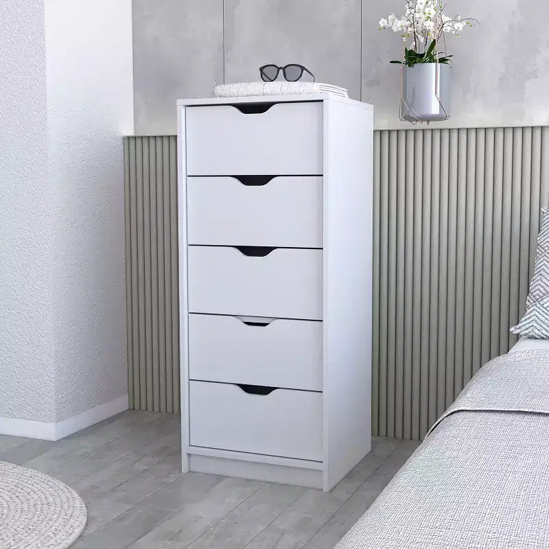 Cassettiera stretta a 5 cassetti, nero/grigio/bianco/naturale, cassettiera singola