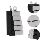 Cassettiera stretta a 5 cassetti, nero/grigio/bianco/naturale, cassettiera singola