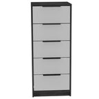 Cassettiera stretta a 5 cassetti, nero/grigio/bianco/naturale, cassettiera singola