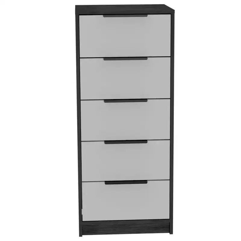 Cassettiera stretta a 5 cassetti, nero/grigio/bianco/naturale, cassettiera singola