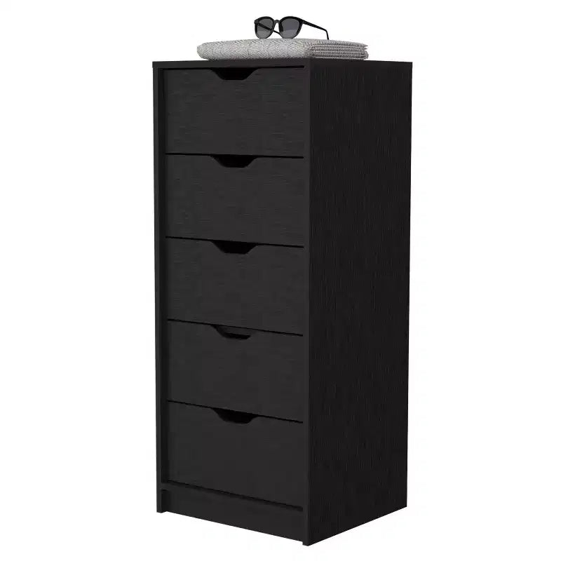 Cassettiera stretta a 5 cassetti, nero/grigio/bianco/naturale, cassettiera singola