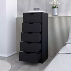Cassettiera stretta a 5 cassetti, nero/grigio/bianco/naturale, cassettiera singola