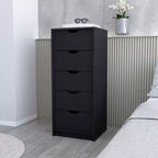 Cassettiera stretta a 5 cassetti, nero/grigio/bianco/naturale, cassettiera singola