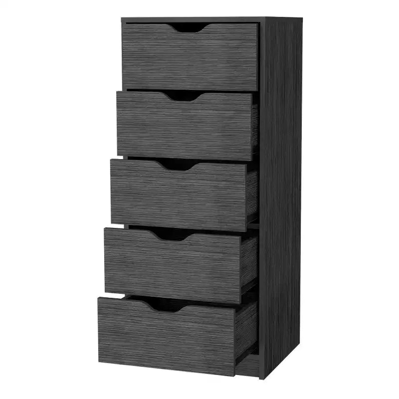 Cassettiera stretta a 5 cassetti, nero/grigio/bianco/naturale, cassettiera singola