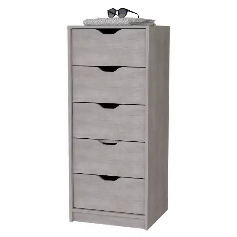 Cassettiera stretta a 5 cassetti, nero/grigio/bianco/naturale, cassettiera singola
