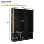 Appendiabiti da ingresso rustico nero/noce con ante in rattan, panca e 6 ganci – Singolo
