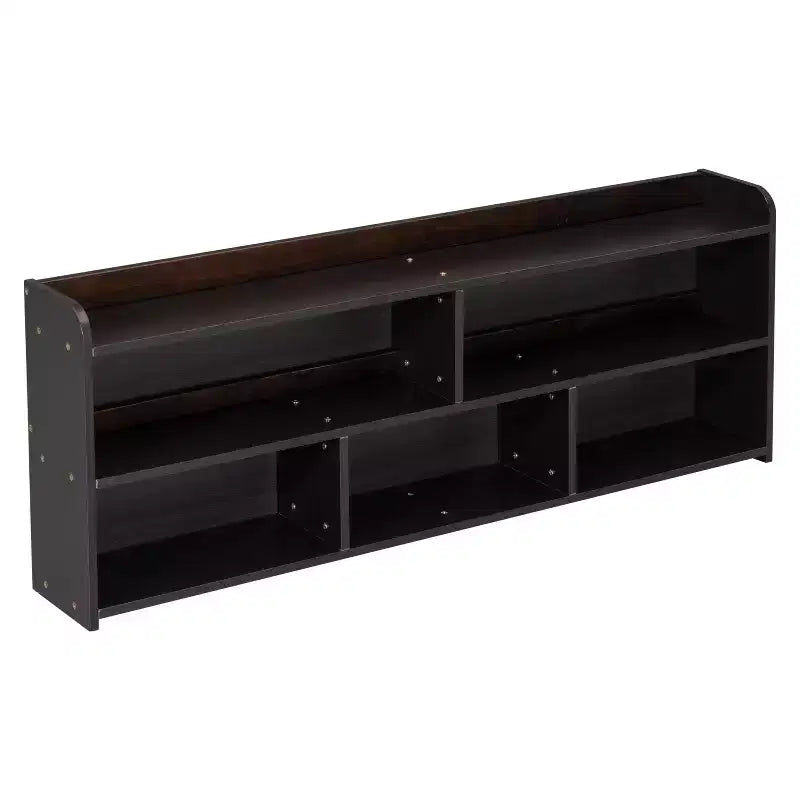 Letto a piattaforma matrimoniale/grande, colore espresso/grigio/bianco con testiera a libreria e 6 cassetti portaoggetti, adatto per 1-2 persone