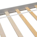 Letto a piattaforma matrimoniale/grande, colore espresso/grigio/bianco con testiera a libreria e 6 cassetti portaoggetti, adatto per 1-2 persone