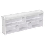 Letto a piattaforma matrimoniale/grande, colore espresso/grigio/bianco con testiera a libreria e 6 cassetti portaoggetti, adatto per 1-2 persone