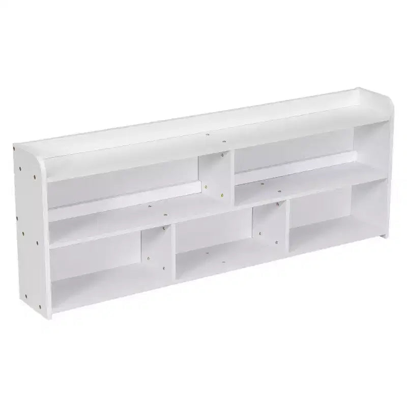 Letto a piattaforma matrimoniale/grande, colore espresso/grigio/bianco con testiera a libreria e 6 cassetti portaoggetti, adatto per 1-2 persone