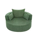 Dovelina Comfy Cloud Chair Swivel Barrel Round Sofa Chair with 3 Pillows-White