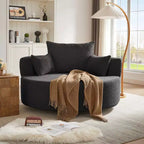 Poltrona rotonda girevole per 3 persone nei colori beige, nero, grigio e verde