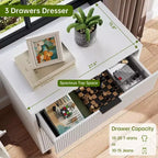 Cassettiera a 3 cassetti scanalati Quercia/Bianco con gambe in metallo – Stile Moderno, Uso Singolo